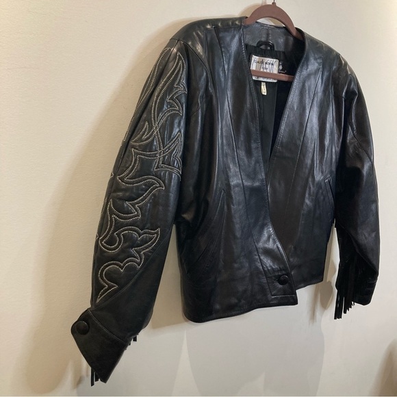CLAUDE  MONTANA Sz 40 Fall/Winter 1984 Lambskin Leather Western Fringe Jacket - Picture 2 of 16